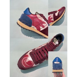 Valentino Classic Leather Casual Sneakers For Men Red