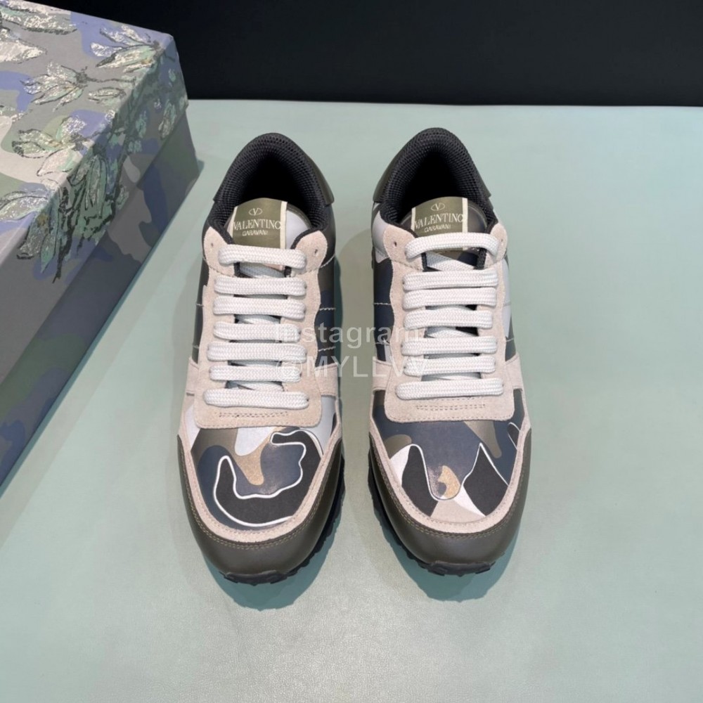 Valentino Classic Leather Casual Sneakers Beige For Men