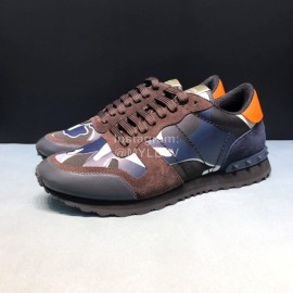Valentino Classic Leather Casual Sneakers Brown For Men