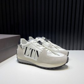 Valentino Calf Leather Thick Soled Sneakers For Men White