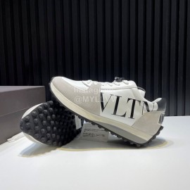 Valentino Calf Leather Thick Soled Sneakers For Men White