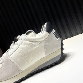 Valentino Cowhide Fabric Thick Soled Sneakers For Men White