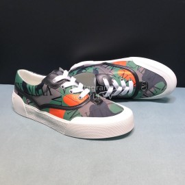 Valentino Cowhide Canvas Casual Sneakers For Men Green