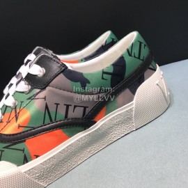 Valentino Cowhide Canvas Casual Sneakers For Men Green