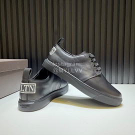 Valentino Black Cowhide Lace Up Sneakers For Men 