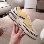 Xvessel Spring Summer Fashion Thick Soled Canvas Shoes For Men And Women Yellow