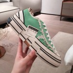 Xvessel Spring Summer Fashion Thick Soled Canvas Shoes For Men And Women Green
