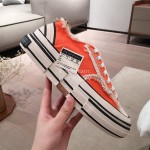 Xvessel Spring Summer Fashion Thick Soled Canvas Shoes For Men And Women Orange