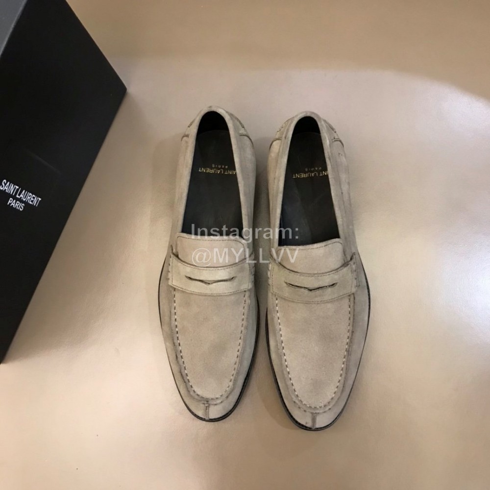 Ysl Fashion Cowhide Loafers For Men Gray