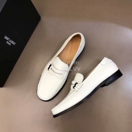 Ysl Fashion Cowhide Loafers For Men White