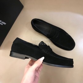 Ysl Fashion Black Velvet Cowhide Loafers For Men
