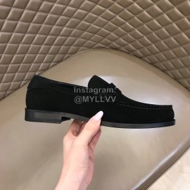 Ysl Fashion Black Velvet Cowhide Loafers For Men
