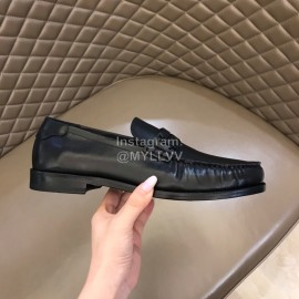 Ysl Fashion Black Leather Loafers For Men