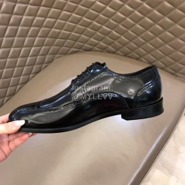Ysl Carved Cowhide Lace Up Business Shoes Black For Men