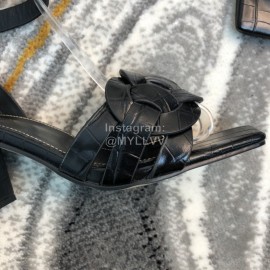 Ysl Fashion Leather High Heel Sandals For Women Black