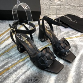 Ysl Fashion Sheepskin High Heel Sandals For Women Black