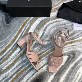 Ysl Fashion Sheepskin High Heel Sandals For Women Pink