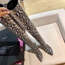 Ysl Autumn Winter Fashion Snake Stripe Pointed High Heel Boots For Women 