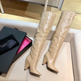 Ysl Autumn Winter Fashion Calf Leather Pointed High Heel Boots For Women Khaki