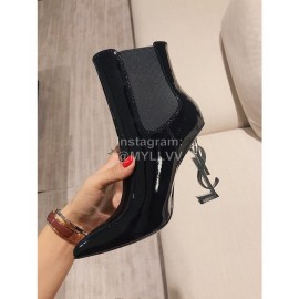 Ysl Fashion Patent Leather Pointed High Heel Boots For Women 