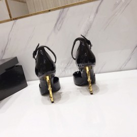 Ysl Fashion Patent Leather Pointed High Heel Sandals For Women Black