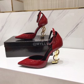 Ysl Fashion Patent Leather Pointed High Heel Sandals For Women Red