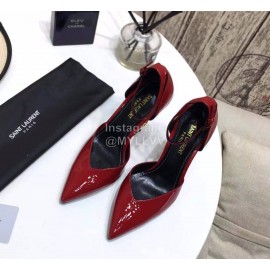 Ysl Fashion Patent Leather Gold High Heels For Women Red