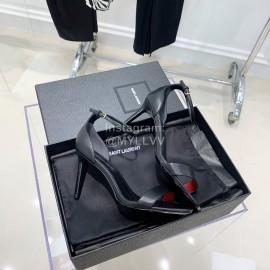 Ysl Amber Leather High Heeled Sandals For Women Black