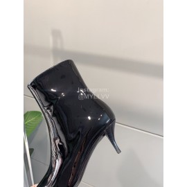 Ysl Fashion Patent Leather Pointed High Heeled Boots For Women Black