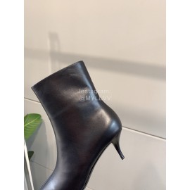 Ysl Fashion Leather Pointed High Heeled Boots For Women Black