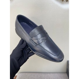 Zegna Autumn Winter Leather Casual Shoes For Men Blue