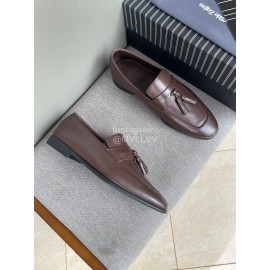 Zegna Autumn Winter Leather Tassels Casual Shoes For Men Coffee