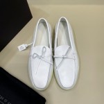 Zegna Fashion Leather Bow Casual Shoes For Men White