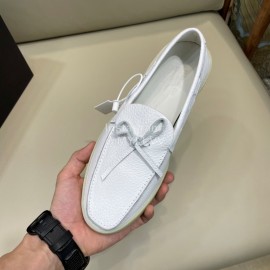 Zegna Fashion Leather Bow Casual Shoes For Men White