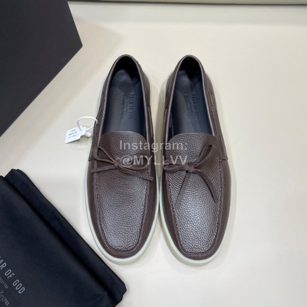 Zegna Fashion Leather Bow Casual Shoes For Men Coffee