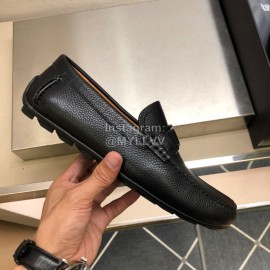 Zegna Litchi Grain Cowhide Business Casual Shoes For Men Black