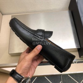 Zegna Litchi Grain Cowhide Business Casual Shoes For Men Black