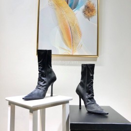 Alexander Wang Spring Summer Elastic Silk Embroidered High Heels Boots For Women Black