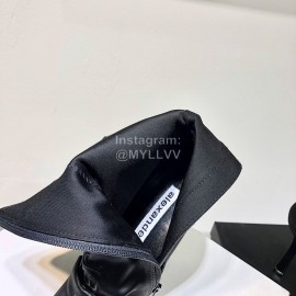 Alexander Wang Spring Summer Elastic Silk Embroidered High Heels Boots For Women Black