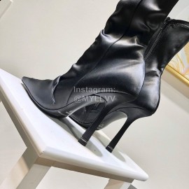 Alexander Wang Spring Summer Elastic Silk Embroidered High Heels Boots For Women Black