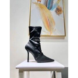 Alexander Wang Spring Summer Elastic Silk Embroidered High Heels Boots For Women Black