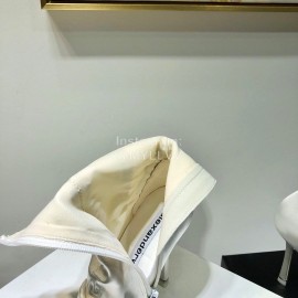 Alexander Wang Spring Summer Elastic Silk Embroidered High Heels Boots For Women White