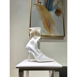 Alexander Wang Spring Summer Elastic Silk Embroidered High Heels Boots For Women White