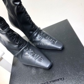 Alexander Wang Spring Summer Leather Embroidered High Heels Boots For Women Black