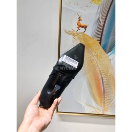 Alexander Wang Spring Summer Leather Embroidered High Heels Boots For Women Black