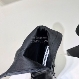 Alexander Wang Spring Summer Leather Embroidered High Heels Boots For Women Black