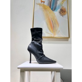 Alexander Wang Spring Summer Leather Embroidered High Heels Boots For Women Black