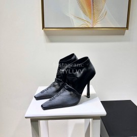 Alexander Wang Spring Summer Elastic Silk Embroidered  High Heels Short Boots For Women Black