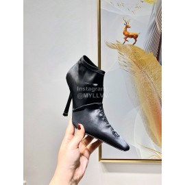 Alexander Wang Spring Summer Elastic Silk Embroidered  High Heels Short Boots For Women Black