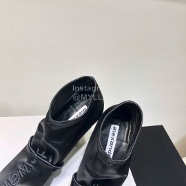 Alexander Wang Spring Summer Elastic Silk Embroidered  High Heels Short Boots For Women Black